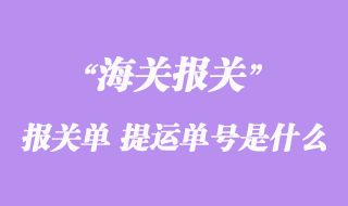 進出口貨物報關單“提運單號”是什么